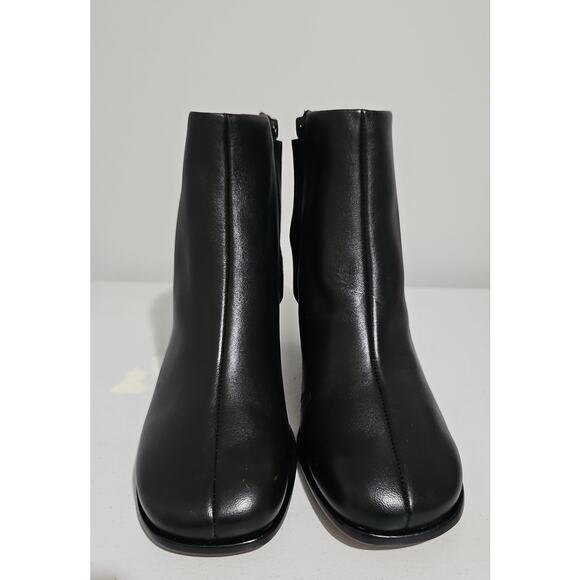 Vince Leather Boots Womens 6 Black Square Toe Block Heel Elevated Elegant - Picture 3 of 16